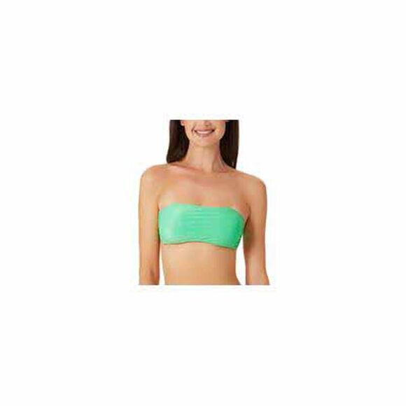 California Waves Metallic Shine Bandeau Bikini Top In Mint - M - Picture 2 of 3